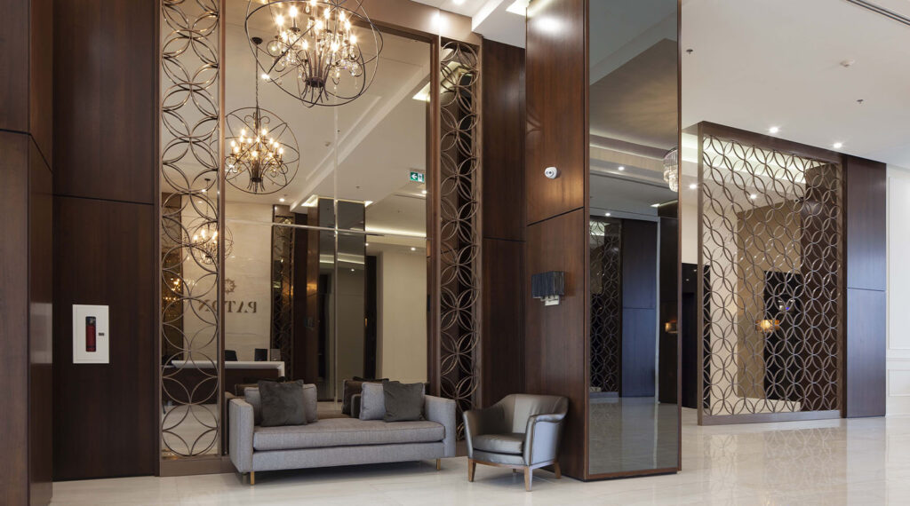 Paton Island Condo Bronze Mirror, Grey Satin Mirror & Clear Mirror