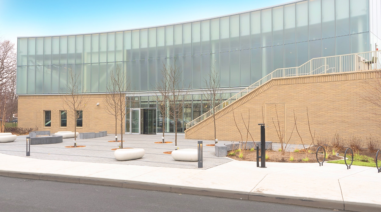The Hub at Prairie Shores with custom acid-etched glass