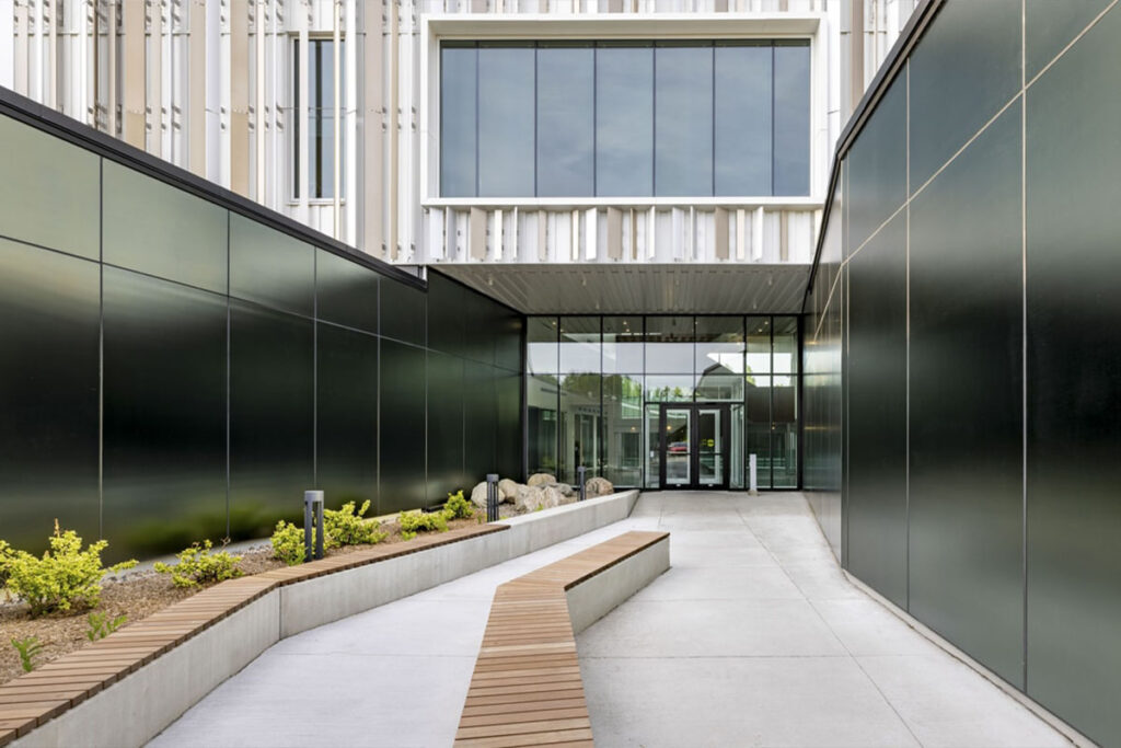 acid etched glass on Terrebonne Police Headquarters in Canada